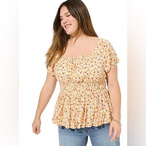 Torrid Washable Crinkle Gauze Cris Cross Back Top